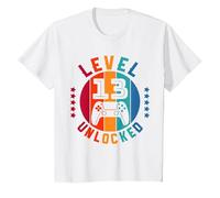 13 Anni Compleanno Regalo Video Gamer Level 13 Unlocked Maglietta, Bambini, Bianco, 12 Anni