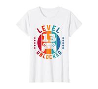 13 Anni Compleanno Regalo Video Gamer Level 13 Unlocked Maglietta, Donna, Bianco, 3XL