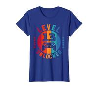 13 Anni Compleanno Regalo Video Gamer Level 13 Unlocked Maglietta, Donna, Blu Reale, M