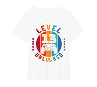 13 Anni Compleanno Regalo Video Gamer Level 13 Unlocked Maglietta, Donna Plus-Size, Bianco, 3X