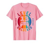 13 Anni Compleanno Regalo Video Gamer Level 13 Unlocked Maglietta, Uomo, Rosa, S