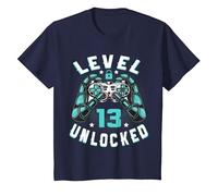 13 Anni Compleanno Regalo Videogiochi Level 13 Unlocked Maglietta, Bambini, Navy, 3 Anni