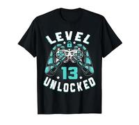 13 Anni Compleanno Regalo Videogiochi Level 13 Unlocked Maglietta, Uomo, Nero, 4XL