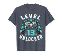 13 Anni Compleanno Regalo Videogiochi Level 13 Unlocked Maglietta, Uomo, Pervinca, 6XL
