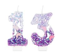 13 Anno Candele di Compleanno Numero 13, Candela Glitter Farfalla, Candela Compleanno Viola, Torta di Decorazione Compleanno per Donne e Ragazze