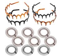 13 cerchietti a zig-zag, con denti a zig-zag, con denti a zig-zag, elastici per sport, fitness, per donne e ragazze (nero/leopardo)