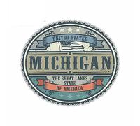 13 cm x 11,5 cm per Michigan USA State Retro Vintage Emblem Sign Car Stickers Vinyl