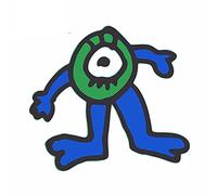 13 cm x 11,9 cm per adesivi per auto in vinile con mostro con un occhio verde blu JDM