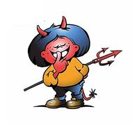 13 cm x 12,2 cm per il disegno a mano di una simpatica ragazza del diavolo