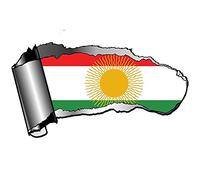 13 cm x 5,8 cm 3D strappato squarcio design in metallo strappato con bandiera nazionale del Kurdistan
