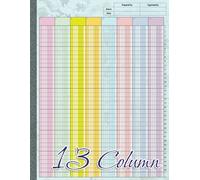 13 Column Ledger Book: Color-Coded Accounting Ledger Book for Bookkeeping, Budgeting, Expense Tracking, and Inventory Management | 8.5 x 11 Inches, 80 Pages