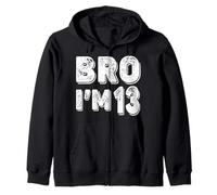 13° Compleanno Ragazzo Bro I' m 13 Anno Ragazzi Bambini Tredici Bday Felpa con Cappuccio