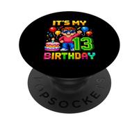 13 ° compleanno ragazzo retrò videogioco 13 anni Pixel Art PopSockets PopGrip Adesivo