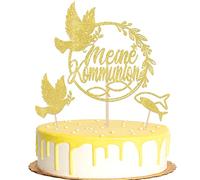 13 decorazioni glitterate per torta per comunione, prima comunione, pesce, colomba della pace, topper per cupcake, per battesimo, baby shower, compleanno, feste, colore oro