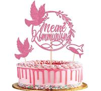 13 decorazioni per torta per comunione, con brillantini, pesce, colomba della pace, decorazione per cupcake, per battesimo, prima comunione, a tema baby shower, compleanno, feste, rosa