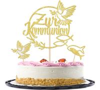 13 decorazioni per torta per comunione, con brillantini, pesce, colomba della pace, decorazione per torta, battesimo, feste, cupcake, topper per prima comunione, a tema baby shower, compleanni, feste