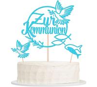 13 decorazioni per torte per comunione, con brillantini, pesce, colomba della pace, topper per cupcake, prima comunione, decorazione per torte a tema battesimo, baby shower, compleanno, feste, blu