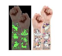 13 di Ilaria - Tatuaggi Temporanei Bambini Unicorno Fluo • 10 Fogli • Tattoo Fluorescenti al Buio • Sicuri per la Pelle • Festa di Compleanno Unisex
