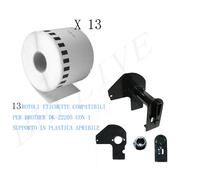 13 Etichette Compatibile per Brother DK-22205 30.48mtX62 QL500A 550 500 560 570