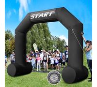 13 Ft Inflatable Arch Black with Start Finish Line Banners Inflatable Archway with Powerful Blower Outdoor Hexagon Blow Up Arch for Marathons, Fundraising Commerce