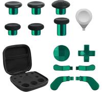 13 in 1 Levette in Metallo per Controller Xbox Elite Serie 2, Kit di Pulsanti Magnetici di Ricambio Include 6 Joystick con Placcatura in Metallo, 4 Palette, 2 D-pad, 1 Strumento di Regolazione (Verde)