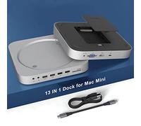 13 in 1 Mac Mini Dock con custodia per disco rigido per Mac Mini M1 con slot SSD/HDD, HDMI, VGA, 2 * USB 3.0, 2 * USB 2.0, TF/SD, Jack video/audio per Mac Mini 2018/2020