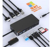 13 in 1 Surface Dock Triple 4K Display,Surface Pro Docking Station HDMI+VGA Docking Station Studio Accessori per Surface Pro 11/10/9/8/X/7/6/5/4/3,Laptop 7/6/5/4/3/2/1,Book Laptop Go3/2 1