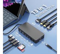 13 in 1 Surface Dock Triple 4K Display,Surface Pro Docking Station HDMI+VGA Docking Station Studio Accessori per Surface Pro 11/10/9/8/X/7/6/5/4/3,Laptop 7/6/5/4/3/2/1,Book Laptop Go3/2/1