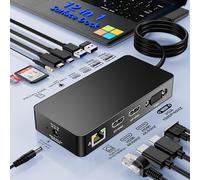 13 in 1 Surface Docking Station Triplo Display Doppio 4K HDMI+VGA Spina di Alimentazione,Surface Dock Accessori per Surface Pro 11/10/9/8/X/7/6/5/4/3,Laptop 7/6/5/4/3/2/1,Book Laptop Go3/2/1