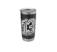 13 - Indietro - "Sfortunato ad alcuni" - Numero 13 per le squadre sportive Bicchiere termico in acciaio inox doppia parete