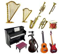 13 modelli di strumenti musicali in miniatura, mini set di strumenti musicali carini e interessanti, modelli di strumenti musicali in plastica come chitarre, pianoforte, batteria, ecc.