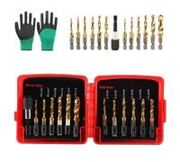 13 PCS Combination Drill Tap Bit Sets,Titanium Coated Screw Tapping Bit Tool with Quick-Change Adapter,3 in 1 Drill Tool Set for Drilling Tapping Countersinking Metalworking