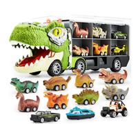13 Pcs Dinosaur Toy Car Transporter for Kids con 12 veicoli dinosauro retrattili