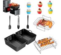 13 Pezzi Accessori Per Friggitrice Ad Aria,per Ninja Foodi AF400EU AF300EU 7.6L-9.5L e Accessori per Friggitrice ad Aria a Doppia Zona