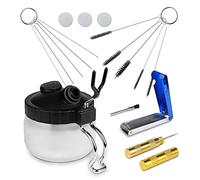 13 pezzi Airbrush Clean Pot Airbrush Glass Cleaning Jar con supporto, mini testina