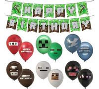 13 Pezzi Decorazione di Compleanno per Bambini, Palloncini Miner Gamer, per feste di compleanno, Palloncini Compleanno per Ragazzi, Articoli per Feste per Videogiochi