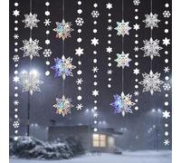 13 Pezzi Decorazioni 3D Fiocchi di Neve, Addobbi Natalizi a Forma di Fiocco di Neve, Ghiaccioli e Ghirlande Brillanti per Decorazioni Casa e Feste Natalizie