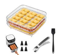13 Pezzi, griglia per friggitrice ad aria, accessori per friggitrice ad aria, 20 cm quadrati, contenente cestelli stackabili, scaffali a tre livelli, adatto a COSORI 5.5L/6L, Ninja Max Pro 6.2L AF18