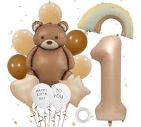 13 Pezzi Palloncini Decorazione Compleanno Orso 1 Anno palloncini Orso decorazione Compleanno 1 Anno Palloncino Foil Gonfiabili Pallone per Anniversario