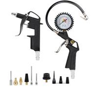 13 Pezzi Pistola Gonfiaggio Pneumatici, Kit Accessori ad Aria con Gonfiagomme e Manometro 220 PSI, Tubo in Gomma, Raccordi Rapidi per Auto, Moto, Bici e Officina