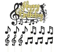 13 Pezzi Plug -In Musicale Nero, Inserto Per Biglietti Di Buon Compleanno, Topper Cupcake, Personalità Creativa, Decorazione Della Festa Di Compleanno Per Amanti Della Musica.