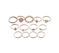 13 Pezzi/Set Boho Donna Luna Stella Corona Faux Opal Knuckle Anello Regalo Gioielli Convenient And Attractive