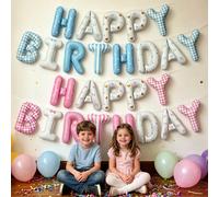 13 pezzi Set di palloncini a forma di lettere "Happy Birthday" da 40 cm, adatto per feste di compleanno, festa di nascità, primo compleanno di bambini/bambine, decorazioni per raduni familiari Set blu