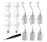 13 pezzi - Set di portalampada Sporgo, 6 portalampada E27 + 6 lampadine LED E27 bianche con tester di tensione, portalampada da ristrutturazione E27 max. 60W 250V, portalampada da cantiere E27 di