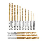 13 Pezzi Set di Punte da Trapano Punte HSS Elicoidali Trapano in Titanio Punte Trapano Professionali per Acciaio Inossidabile Legno Metallo Tenero