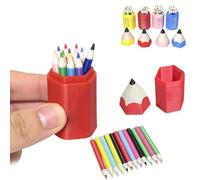 13-Piece Mini Colored Pencil Set for Dollhouses and DIY Miniature Scenes, Realistic Tiny Pencils with Mini Storage Case, Cute Dollhouse Desk Accessories, Micro Gift for Craft Lovers (Red)