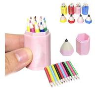 13-Piece Mini Colored Pencil Set for Dollhouses and DIY Miniature Scenes, Realistic Tiny Pencils with Mini Storage Case, Cute Dollhouse Desk Accessories, Micro Gift for Craft Lovers (Pink)