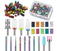 13 punte per trapano per unghie+100 fasce abrasive in 10 colori+1 punta a mandrino, set di punte per unghie Cremaic Damiand da 3/32", punte professionali per unghie in gel acrilico, manicure pedicure