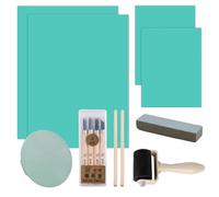13 Pz Linoleum per Incisione A4 e A6 Gomma Eva Verde Spessore 3 mm Pannelli di Linoleum Gomma Crepla Include Coltello Intaglio Rullo Pietra per Affilare per Topografia Incisione Scrapbooking Pittura