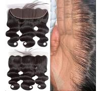 13 x 4 Skinlike Real Hd Lace Frontal Body Wave Ultra-Thin Hd Lace Bleached Knot Pre-Plucked Natural Hairline Virgin Human Hair Hair 18 pollici
